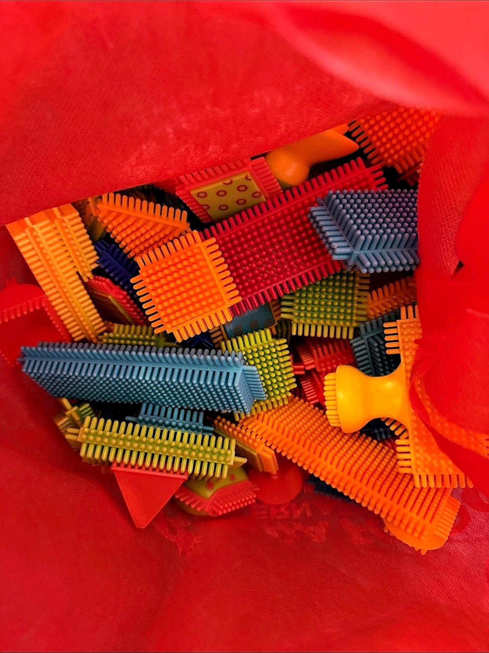 Bristle Blocks Red & Orange Colorful Building Set -100 Pieces